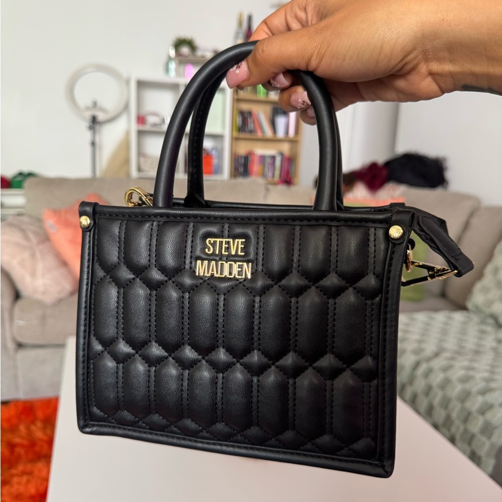 Steve Madden Black Quilted Satchel